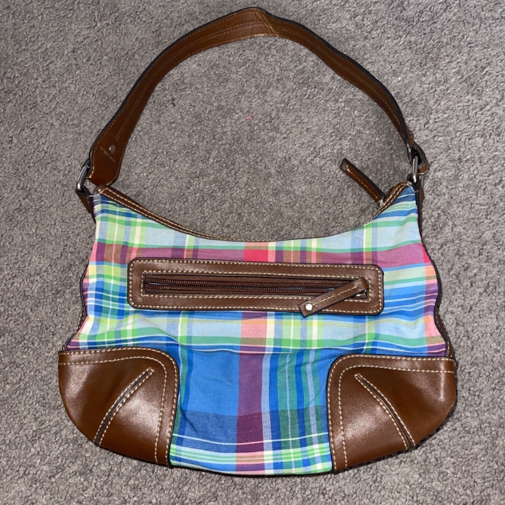 Chaps Luxemberg Blue Madras Plaid Purse - Picture 2 of 7